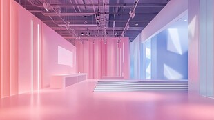 梦幻粉色室内空间场景
