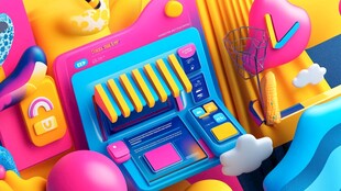 多彩电商购物场景插画