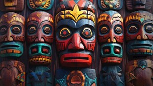 多彩神秘的部落图腾面具