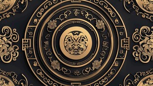 中式黑金古典华丽纹饰图案