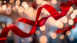 飘逸红丝带 梦幻光斑背景