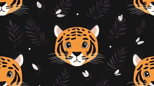 可爱老虎图案与植物元素