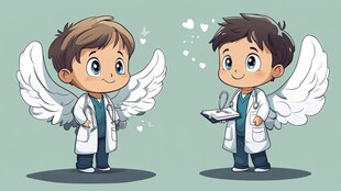 天使医护小男孩形象插画