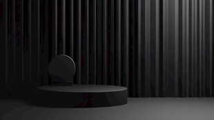 黑色简约展台与圆形物件