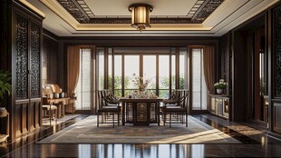 中式典雅客厅室内空间展示