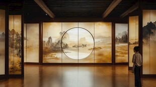 展厅赏中式山水艺术画作