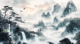 水墨山水间的诗意自然景观