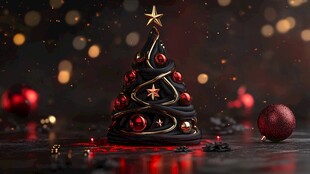 黑红风格圣诞树节日装饰