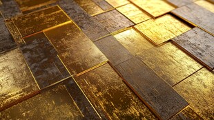 金色金属质感拼接方块