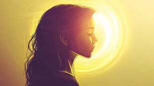 逆光少女的静谧侧影