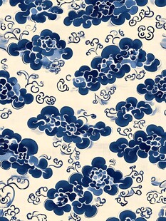 中式蓝白祥云图案纹理