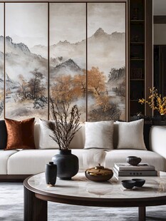 中式客厅 山水壁画添雅致