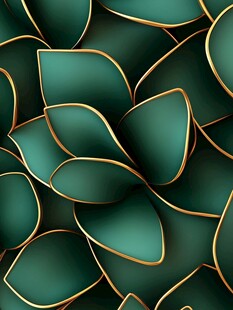 翠绿叶脉金边艺术图案