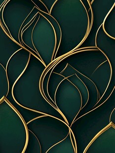 深绿背景金色线条装饰图案