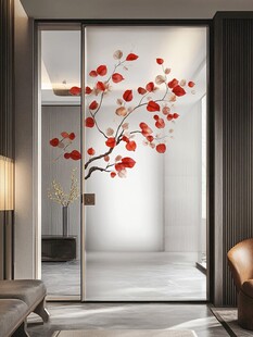 中式红枝玻璃门室内景致