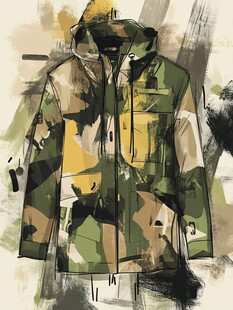迷彩冲锋衣手绘设计图