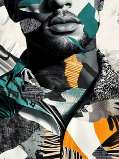 时尚拼贴风男士肖像