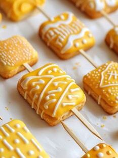 黄色创意饼干棒棒糖