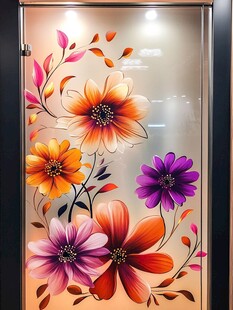 绚丽花卉玻璃艺术图案