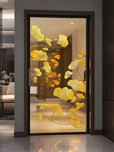 金色银杏叶艺术玻璃隔断