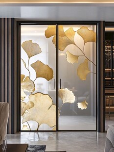银杏叶艺术玻璃推拉门