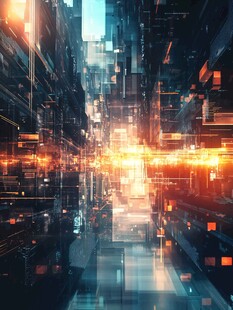 未来科技感的虚拟城市景观