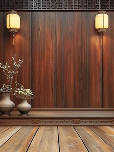 中式木质墙面室内优雅场景