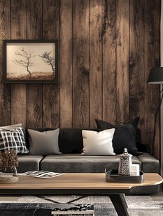 木质墙面的温馨客厅角落