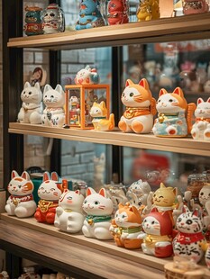 招财猫摆件陈列展示