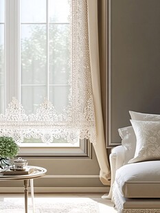 优雅蕾丝窗帘的温馨客厅