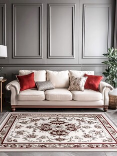 复古风客厅沙发地毯搭配