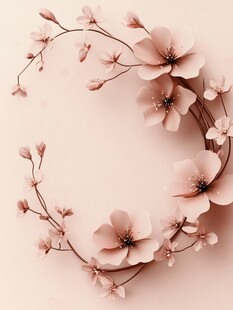粉色花朵花环唯美图案