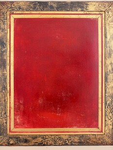 复古红底金框装饰画