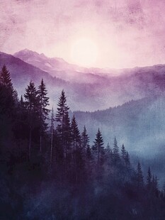 梦幻山林间的光影美景