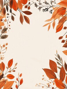 秋日叶饰简约边框背景