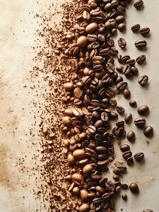 咖啡豆与咖啡粉的质感呈现