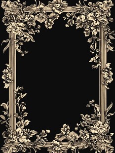 复古花卉装饰边框图案