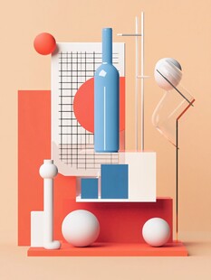 几何元素构成的创意静物组合