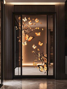 蝶舞花枝玄关玻璃艺术