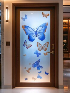 蝴蝶装饰玻璃门尽显雅致