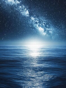 星空下的静谧海面