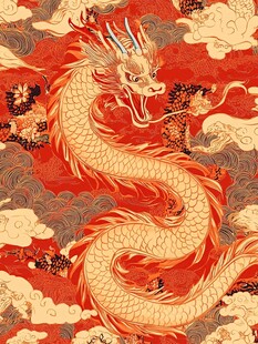 中式祥龙云纹华丽图案