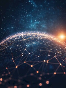 璀璨网络地球与星空景象