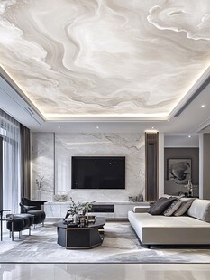 现代轻奢风客厅天花板设计
