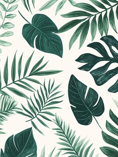 热带植物叶子无缝图案
