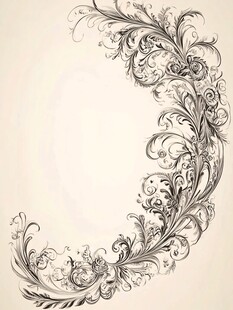 复古花纹弧形装饰图案