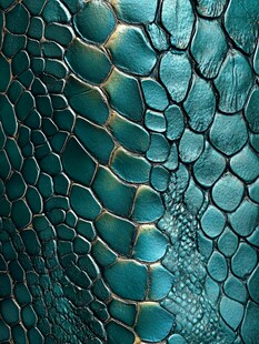 蓝绿色鳄鱼皮纹理特写