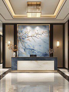 中式奢华大厅前台装饰图