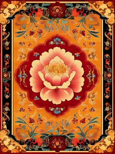 中式牡丹花纹传统装饰图案