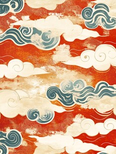 中式云纹波浪图案背景
